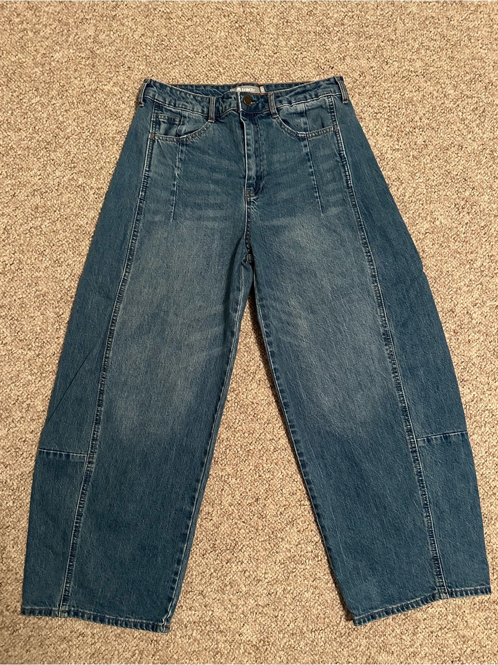 Tractr Wide-Leg Panel Jeans in Dark Blue
